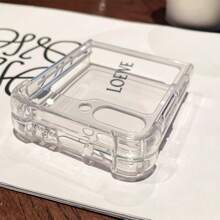 1PC Minimalist Stylish Clear Crystal Flip Shockproof Protective Cover Compatible With Samsung Galaxy Z Flip 7 Flip 6 Flip 5 Flip 4 Flip 3 , Anti-Drop Protection Clear Anti-Yellowing Phone Case - Clear - View 8