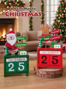 1 pieza de calendario de Navidad, adorno de madera artesanal. Decoración de escritorio con estilo navideño. Decoración del hogar, decoraciones navideñas, decoración de habitación de invierno