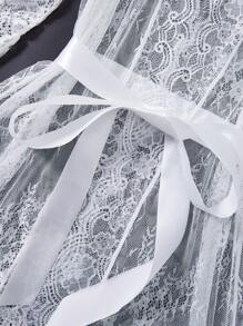 Plus Size Lace & Sexy Bodysuit Combination, Perfect Sleepwear Set - White - View 6