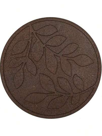 Leaf Garden Stepping Stone  Rubber Steps Hard Wearing Heavy Duty Outdoor Pathway Tiles - ( Dia.46cm, Set Of 4)