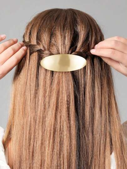 مشبك شعر معدني بيضاوي فرنسي قطعة واحدة، مشبك شعر نسائي عصري، مشبك شعر بسيط مضاد للانزلاق، مشبك شعر نابض، مناسب جدًا للشعر الطويل/القصير/المجعد/الموجي، إكسسوار شعر معدني، إكسسوار شعر عصري، إكسسوار شعر زخرفي