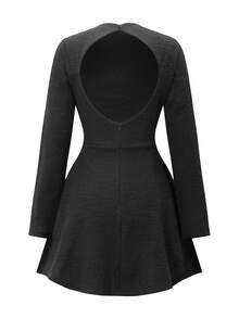 Unadoll 女士优雅无袖圆领设计收腰鸡尾酒会礼服，适合约会和派对以及毕业季派对 - 黑色 - 查看 4