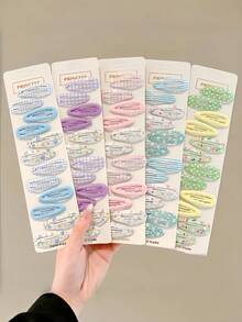 60件/套彩色马卡龙印花发饰套装，可爱百搭，适合女孩和女士，可用于刘海、辫子、马尾辫等。色彩鲜艳，设计可爱，发夹齐全，让您每天都拥有好发型。包含发爪夹、发卡、发夹、发卡、发饰等。 - 彩色 - 查看 2