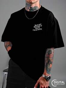 T-Shirt Oversized Shirt Make Money Not Friends Streetwear Premium Summer Winter T-Shirt - 黑色_3147 - 查看 2