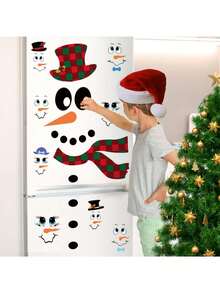 1 pieza Pegatinas de pared de muñeco de nieve de Navidad de dibujos animados con expresión, pegatinas de materiales de PVC removibles y autoadhesivas, fáciles de despegar, adecuadas para decoración de pared, fondo, sala de estar, dormitorio, hogar, decoración navideña, regalos de cumpleaños y graduación, decoración de habitación, decoración de dormitorio, decoración de cocina, decoraciones navideñas para el hogar
