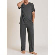 Latuza Men's Soft Pajama Set Viscose Short Sleeves Top With Pants