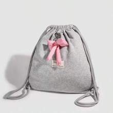 حقيبة ظهر بسحاب وفيونكة عصرية، حقيبة ظهر قابلة للطي سعة كبيرة مناسبة للنساء وطلاب الجامعة، تتناسب تماما مع إكسسوارات الحقيبة، حقيبة ظهر أنيقة للمدرسة