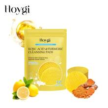 Hoygi 40 Pieces Turmeric Kojic Acid Cleansing Pads Gently Exfoliates Removal Cleanses Pores Removes Makeup Deeply Cleanses Skin Whitens Lightens Spots Maintains Facial Care - Màu vàng - Xem 2
