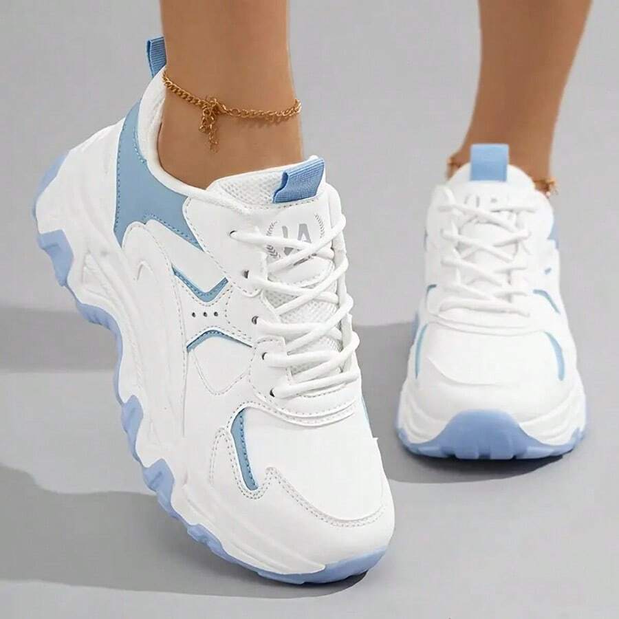 Ladies' Casual Sports Shoes, Flat Shoes, Versatile And Comfortable Running Shoes For Students, Suitable For Work Wear - 白藍色 - 查看 1