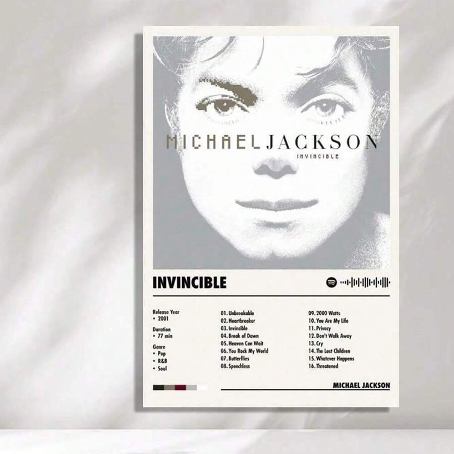 Framed Michael Poster Jackson Invincible Album Cover Music Poster Pop Wall Art Home Decor For Living Room Vintage Pop Star Aesthetic Classic Music Print Birthday Party Decor, Mother's Day New Year Easter Gift,  Home Living Room Office Wall Decor, Perfect Gift And Wall Decoration Cool Stuff For Room