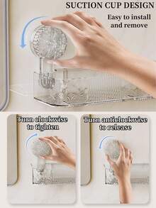 1个免钻孔淋浴置物架，带强力吸盘 - 可拆卸浴室收纳架，纤薄设计，白色和透明款，适用于洗漱用品和淋浴必需品 - 浴室配件 - 無色 - 查看 7