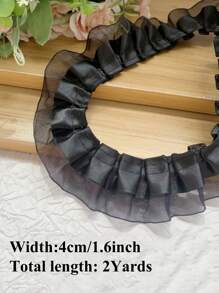 2-10 码缎面欧根纱蕾丝边饰 2 层褶皱荷叶边雪纺丝带 1.57 英寸褶皱边饰面料用于布料缝纫刺绣贴花婚礼工艺品丝带缝纫