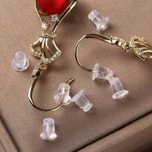 100 Pieces/Set Of Silicone Earplugs DIY Earrings Hooded Earrings Straps 4mm Women's Fashionable Earrings Ear Plugs - Trong sáng - Xem 2