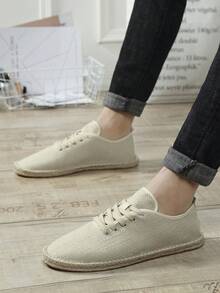 透气、吸湿排汗、防滑编织渔夫鞋、亚麻鞋、休闲鞋、帆布鞋、男女低帮鞋 - 黃色 - 查看 4