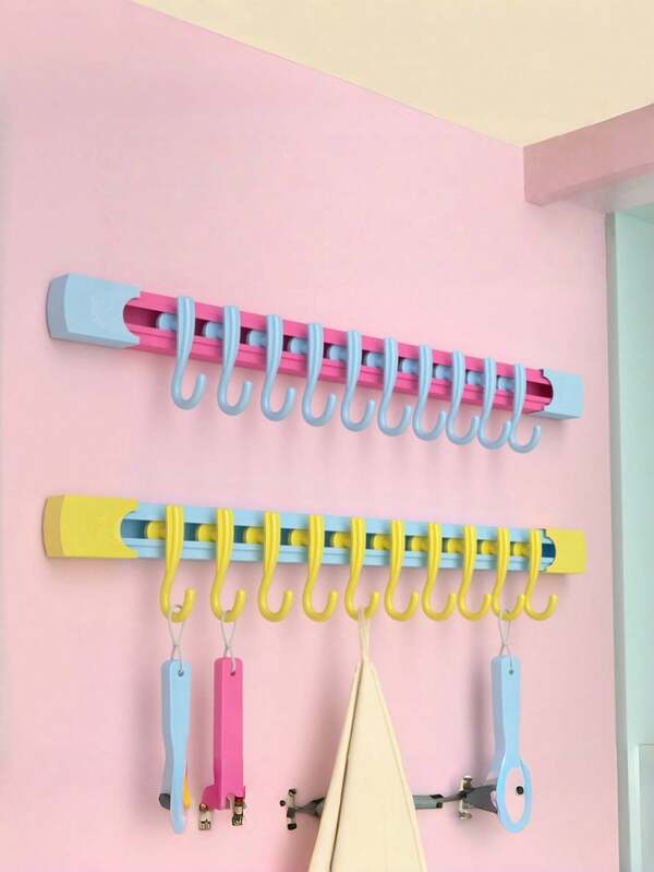 1 Stück Dopamin Gleitschienen Haken Verstellbare Gleitschienen Haken für Schranktüren - Wandmontage ohne Bohren Organizer Schiene, Küchen Aufbewahrungslösung