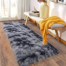 Soft Fluffy Shag Throw Area Rug, 2x4 Black, Non-Slip Bedroom, Hallways, Bedside, Dorm, Living Room - Long Shaggy Rug - 紮染深灰色 - 查看 4