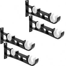 2/4pcs Double Curtain Rod Brackets, Heavy Duty Curtain Rod Holders For Hanging Curtains, Double Hardware Brackets, Wall Mounted, Rod Support Hooks, For 1" To 1.2" Curtain Rods - Multicolor - View 9