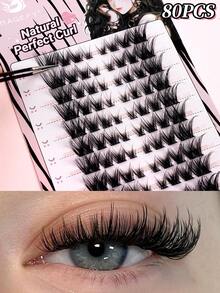 MAGEFY 80/122pcs DIY False Eyelash Clusters, Fox Eye False Eyelash Clusters, Cat Eye False Eyelashes, Natural Eyelash Extensions, Thick Individual False Eyelashes, Faux Mink False Eyelashes, 2 Styles Available, Eyebrow Clip Included - C - View 9