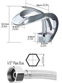 Elegant Waterfall Single Handle 1-Hole Bathroom Vessel Sink Faucet Bathroom Faucet Solid Brass Bathroom Vessel Sink Faucet Vanity Sink Faucet Mixer Basin Tap - 鉻合金 - 查看 7