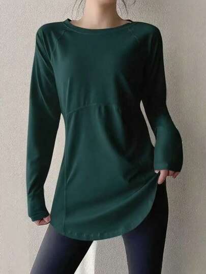 女士健身瑜伽上衣，速干运动服，适合跑步、健身房锻炼，弹力压缩打底衫