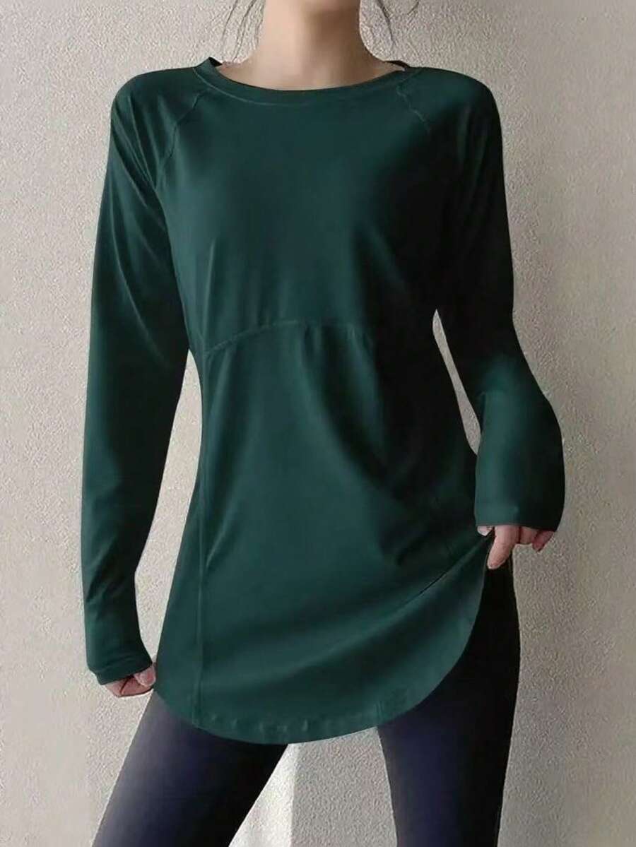 女款健身瑜伽上衣，快乾運動衫，適合跑步、健身房運動，彈性壓縮底層，春季運動