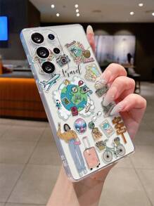 1pc Creative Vacation Style Airplane, Camera, Girl, Road Sign Pattern Transparent Soft TPU Phone Case, Anti-Scratch, Anti-Fingerprint, Camera Lens Protection, Compatible With Samsung, Nothing, Pixel, INFINIX, Redmi Waterproof Shockproof Anti-Fall - Multicolor - View 7