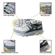Skechers 女款輕量緩衝戶外登山鞋、輕量戶外旅行鞋、繫帶戶外鞋 180147 - 藍色/黃色 - 查看 9
