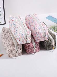 1 Stück Blumen Cord Stifttasche, verschiedene Blumenmuster, geeignet zum Aufbewahren von Schreibwaren, Büroorganisation und Dekoration, Campus Mode Schulmaterial, Geschenk für Freunde - Verschiedenfarbig - Übersicht 4