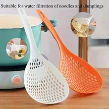 1pc Multi-Purpose Kitchen Strainer With Long Handle, Leak-Proof Mesh And Non-Slip Base - Durable Plastic Strainer For Home And Restaurant Use, Lightweight Kitchenware | Easy-Grip Material, Pasta Strainer - 隨機顏色 - 查看 9