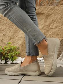 Women's Flat Slip-On Shoes, Versatile Casual Lightweight Breathable Flats, Soft Sole Loafers For Students