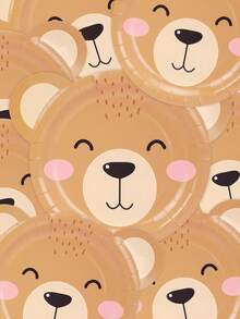 10pcs/20pcs/50pcs Brown Teddy Bear Paper Plates Fun Bear Shaped Birthday Cake Plates Dinner Food Snack Paper Plates Trays And Festive Dinnerware For Picnics Themed Celebrations With Friends And Family Babe Shower Birthday Decorations - Multicolor - View 6