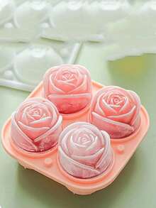 (Limited Time Offer) 1pc Baking Mold, Cake/Chocolate/Jelly/Pudding Mold With 4 Cavities, Rose Flower Ice Cube Tray With Lid, Silicone Ice Cube Tray, Suitable For Birthday Party, Gifts, Beverages, Coffee, Cocktails, Whiskey, Handmade Soap. Ice Cube Tray Can Make Soft Ice Cubes. - Multicolor - View 3
