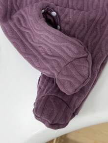 1pc Baby Girls' Cute Rabbit Pattern Padded Romper, Round Neck Long Sleeve Footed Jumpsuit, Suitable For Infant Daily Casual Wear