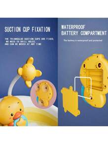 1pc Baby Bath Shower Toy, Electric Duck Sprinkler With Waterproof Function, Battery Operated Water Spray Toy With Suction Cup For Bathtub Play