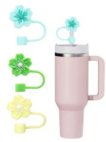 8pcs/4pcs/3pcs/1pc Silicone Crabapple Blossom Straw Caps, Reusable Straw Covers For 10mm Wide Straws, Fashion & Cute Style Straw Toppers Fits Modern Minimalist Cups