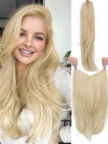 合成长直发接发 22 英寸夹式接发 V 形耐热假发 女士女孩天然接发 圣诞节热卖 - 彩色 - 查看 20
