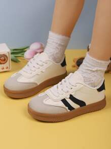 1 Pair Kids' New Fashion Sneakers, Color Block Design, & Versatile, Suitable For Boys & Girls, Outdoor Sports, Walking, Traveling