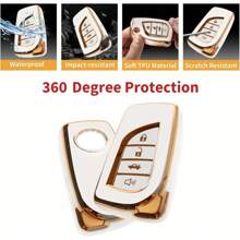 Key Fob Cover Compatible With Toyota Soft TPU Key Case Protection Shell Fit For Toyota Fortuner Tundra Camry RAV4 Highlander Corolla Smart Key Holder