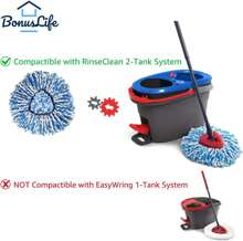 BonusLife 1 Paquete de Repuestos de Mopa y 1 Base de Cabezal de Mopa para el Sistema de Mopa Giratoria de 2 Tanques O-Ceda RinseClean, solo limpieza fácil con repuesto de microfibra