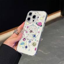 Funda para teléfono con estampado de astronauta espacial. Compatible con phone 11, 13, 14 Pro, 15 Pro y 16 Pro. Carga inalámbrica magnética. Ideal para regalar. - transparente - Ver 7