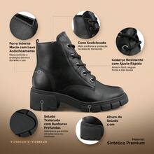 Coturno Preto Ramarim Clássico Tratorado Cadarço Original Festa Presente - Preto - Visão 5