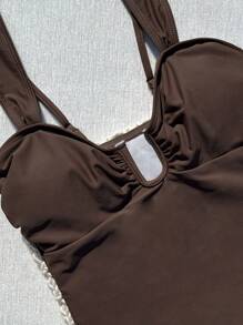 Women's V-Neck Underwire Spaghetti Strap One Piece Swimsuit, Sexy Beach Wear