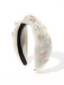 1 件甜美可爱的仿珍珠滴油蝴蝶结发带青少年，Y2K 风格蝴蝶结发饰，适合日常佩戴和婚礼，可爱的发带 - 彩色 - 查看 9