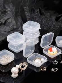 100/5pcs Transparent Jewelry Storage Box, Earplug Storage Box, Plastic Mini Storage Box, Portable Jewelry Box, Flip Cover Packaging Storage Box, Suitable For Small Items Storage, Portable Jewelry Storage Box