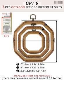 مجموعة 3 قطع/4 قطع من حلقات التطريز الخشبية البنية الرجعية المزيفة DIY، إطارات غرزة الصليب، إطارات إبرة الثقب، مصنوعة من ABS وPVC متينة، مع خطافات معدنية نحاسية للتعليق، مناسبة لديكور عيد الميلاد والهالوين، الأكياس والملابس والهواتف والمفاتيح والإكسسوارات الشعرية والمكتب والسرير والسيارة، تشمل 16 إبرة تطريز