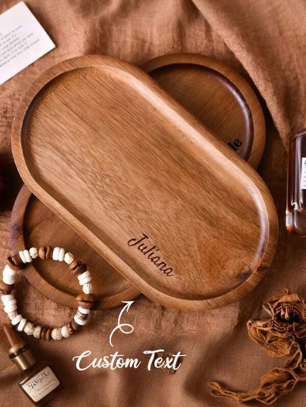 1 pieza Bandeja de madera personalizada y creativa, Portavasos ovalado, Grabado personalizado, Bandeja de café para el hogar, Bandeja de almacenamiento de oficina, Bandeja para anillo de boda/compromiso, Bandeja de aperitivos de madera, Plato de té y galletas, Regalo para Padre/Abuelo, Regalo de aniversario, Regalo de padrino de boda