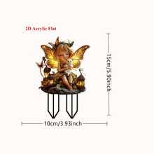 1pc/2pcs Acrylic Fairy & Kitty Garden With Lantern, Butterfly & Lighting Effect, Suitable For Outdoor Art, Yard Garden Display, Fairy Garden Decor, Creating Dreamy Atmosphere, 2D - Multicolor-ground Plug - View 5