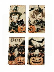2 piezas/4 piezas/12 piezas Toallas de cocina con estampado de bruja y gato negro para Halloween, toallas de baño con estampado de bruja y gato negro para Halloween, toallas para fiestas al aire libre de Halloween, decoración del hogar de Halloween, estilo moderno, secado rápido, material de microfibra súper suave, rectangular, 15.75IN*23.62IN/40*60CM con estampado digital, adecuado para decoración de fiestas al aire libre, regalos de vacaciones de Halloween