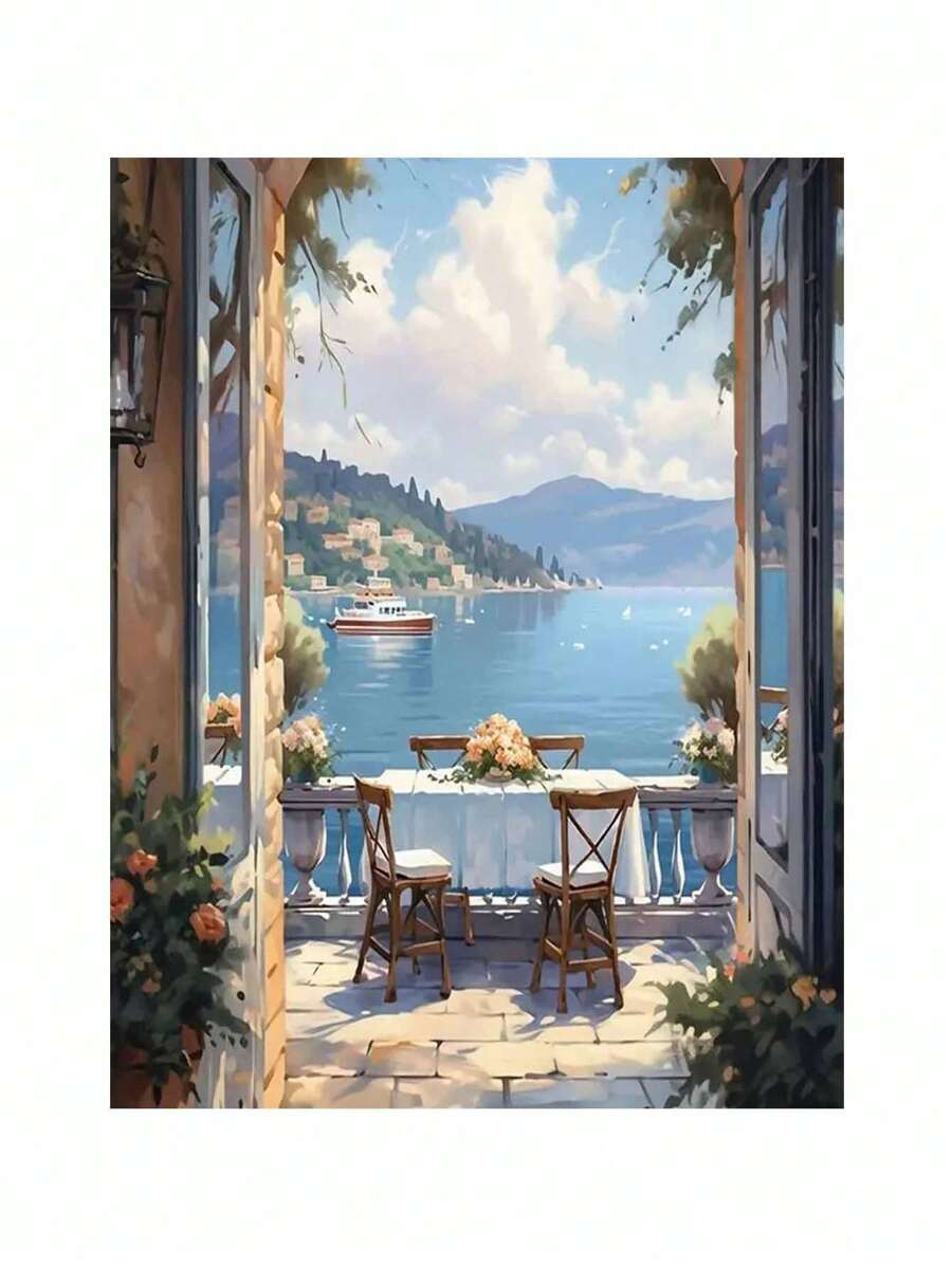 Paint By Number For Adults Beginner, DIY Gift Canvas Painting Kits, Lakeside Room Oil Painting Kit, DIY Paint Adult Crafts For Gift Home Wall 16x20inch