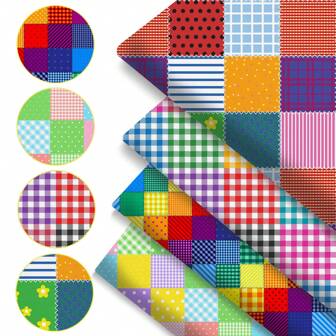 4 件/套 7.87x7.87 英寸（20x20 厘米）格子系列预切绗缝面料胖四分之一面料束，涤纶绗缝方块，适用于拼布、DIY 工艺品项目、DIY 钱包制作
